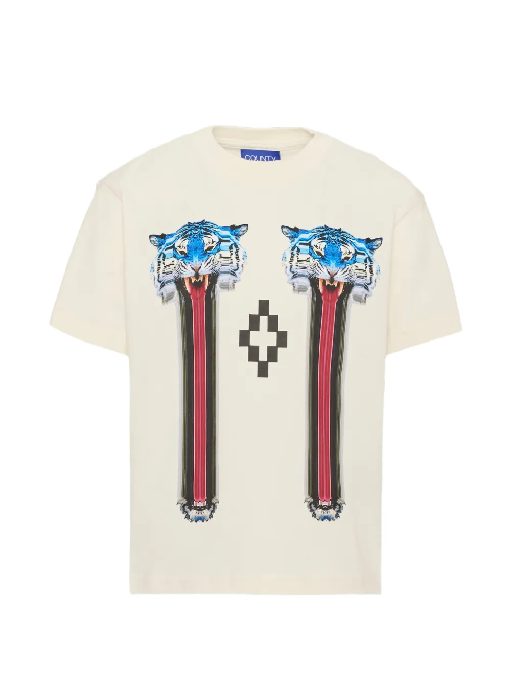 COUNTY OF MILAN tiger-print logo-print T-shirt - Bianco