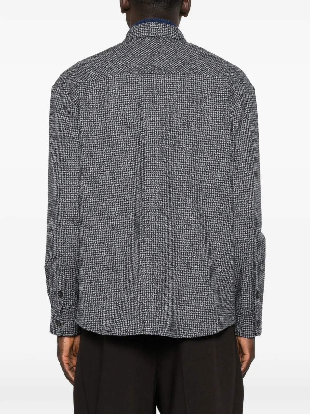 Drôle De Monsieur Overhemd met pied-de-poule print en rits Blauw