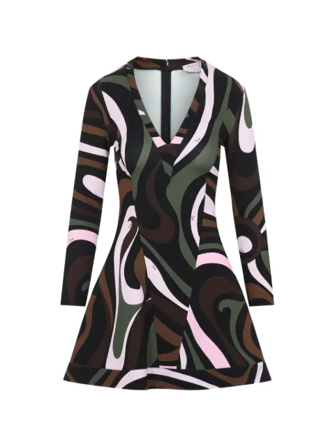 PUCCI abstract-print V-neck dress