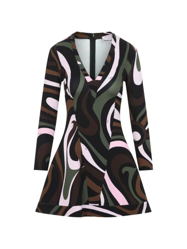 Pucci Marmo Print Compact Jersey Dress in Black