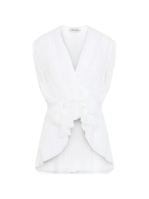 Alberta Ferretti ruffled V-neck blouse