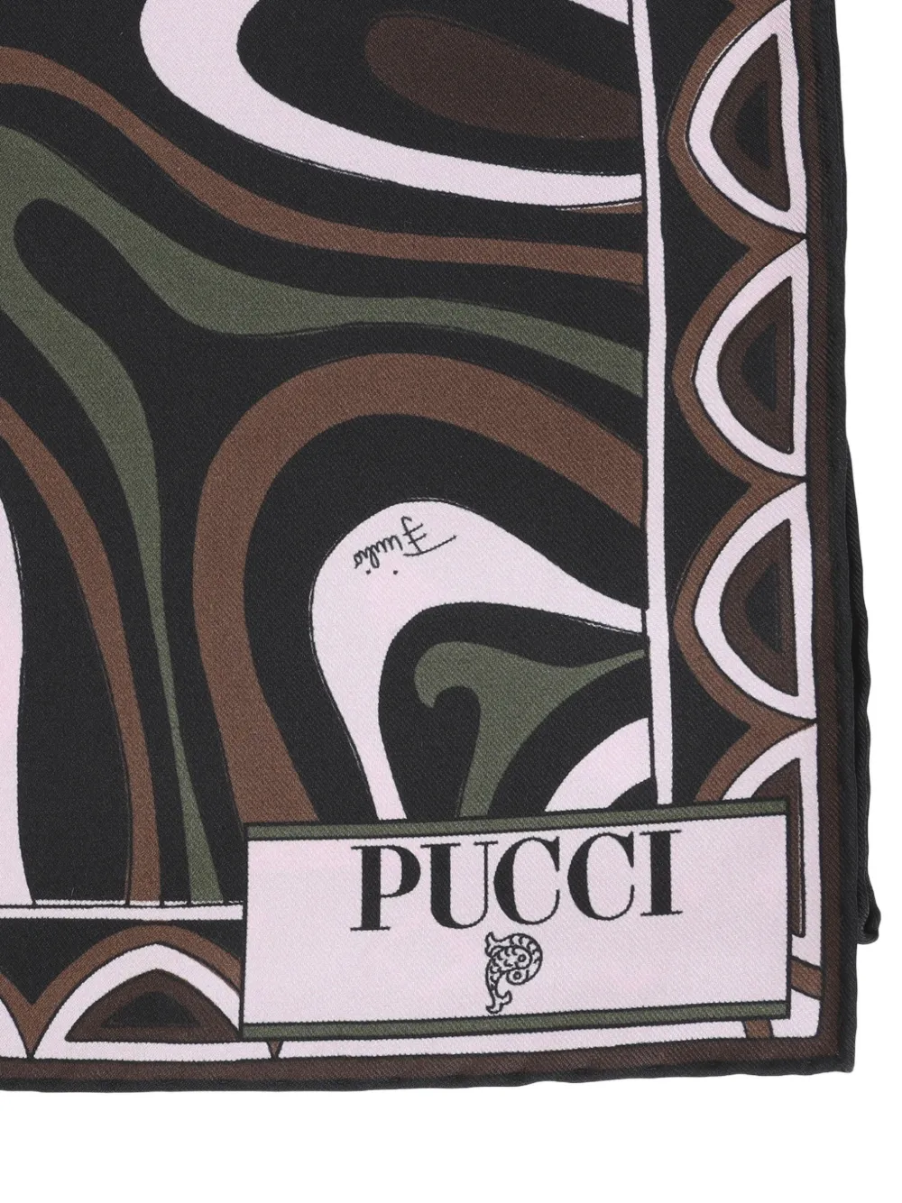 PUCCI Zijden sjaal met gemixte print Zwart