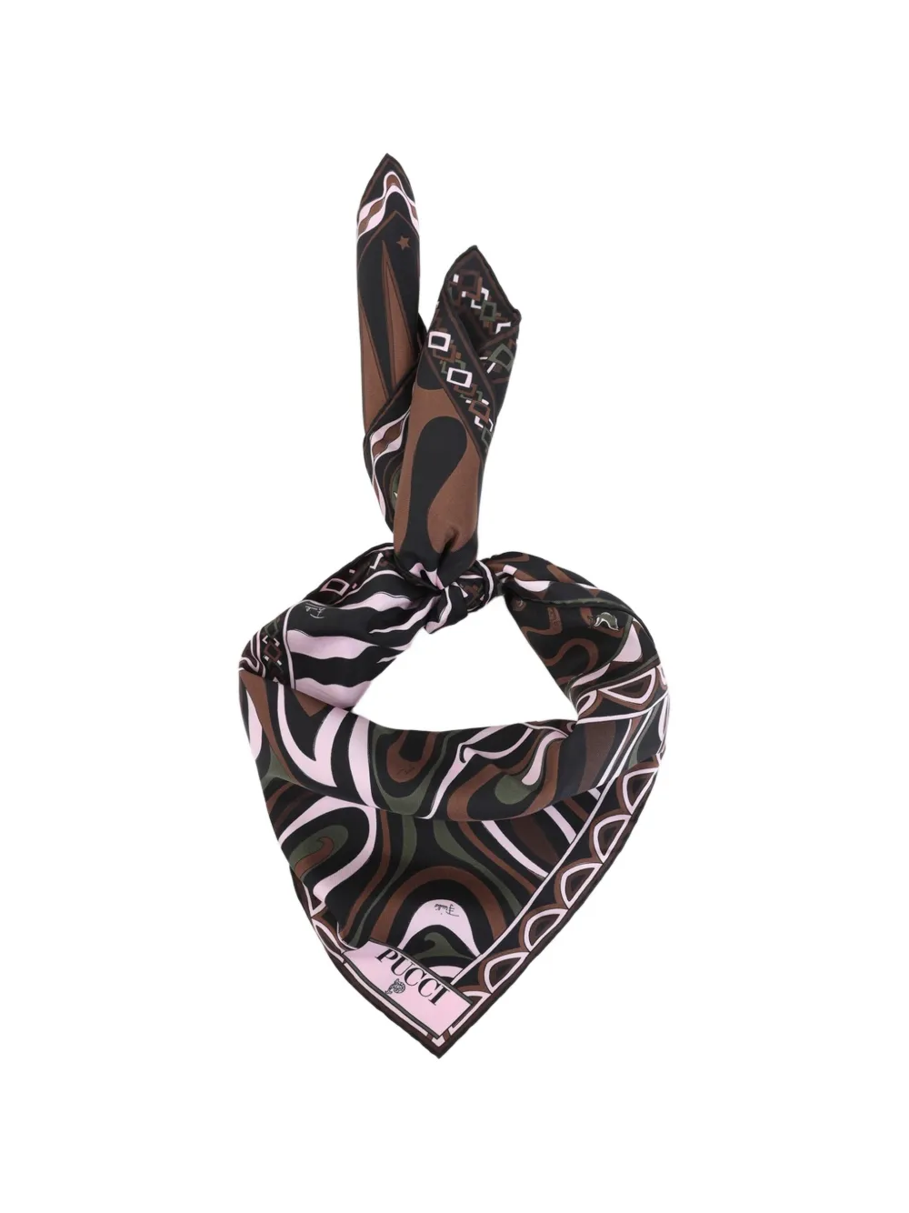 PUCCI Zijden sjaal met gemixte print Zwart
