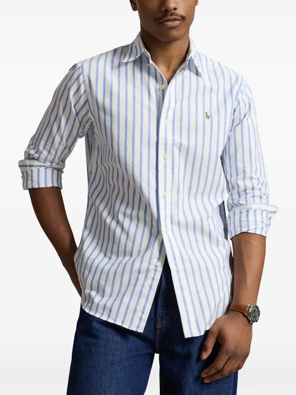 Polo Ralph Lauren Gestreept Oxford overhemd Wit