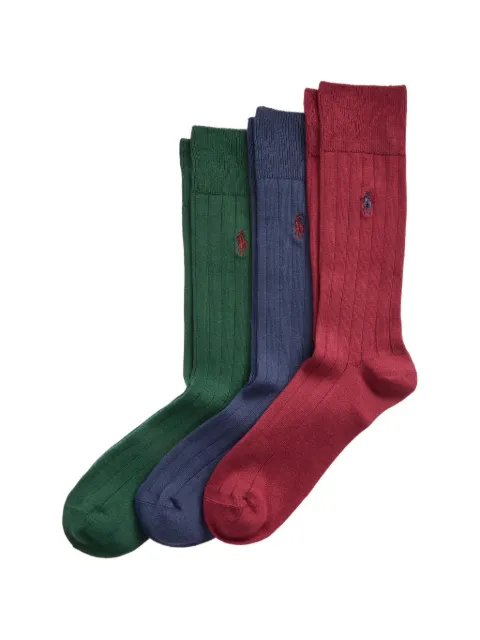 Polo Ralph Lauren Pony-motif ribbed-knit socks (set of three)