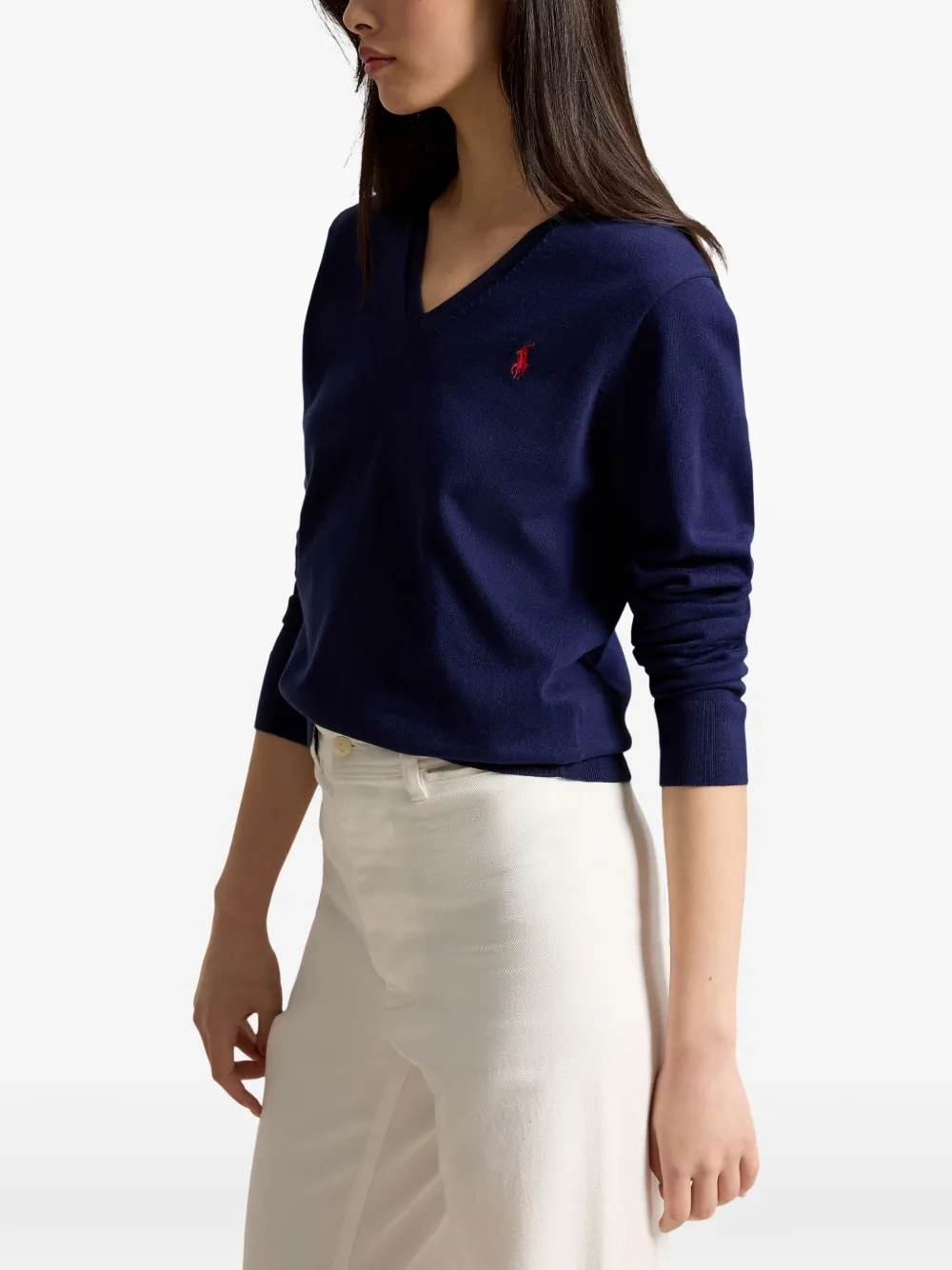 Polo Ralph Lauren Trui met geborduurd logo en V-hals Blauw