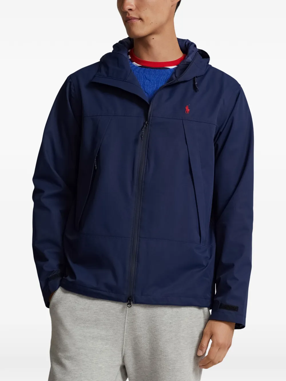Polo Ralph Lauren hooded logo-embroidered jacket Blauw