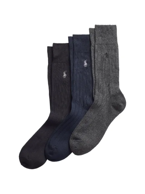 Polo Ralph Lauren logo-embroidered ribbed socks (set of three)