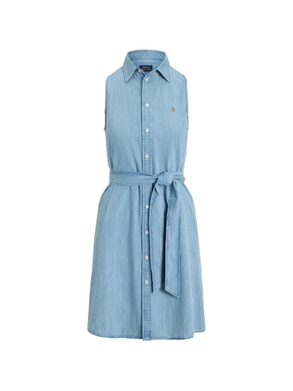 Polo Ralph Lauren Sleeveless Belted Mini Dress in Blue