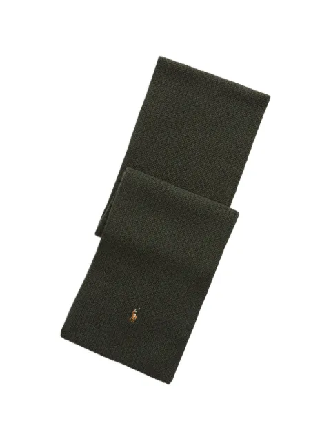 Polo Ralph Lauren logo-embroidered ribbed-knit scarf