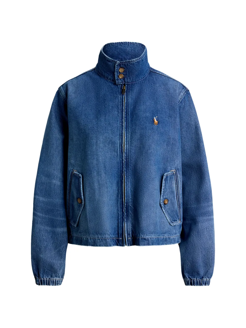 Polo Ralph Lauren logo-embroidered zip-up denim jacket - Blau