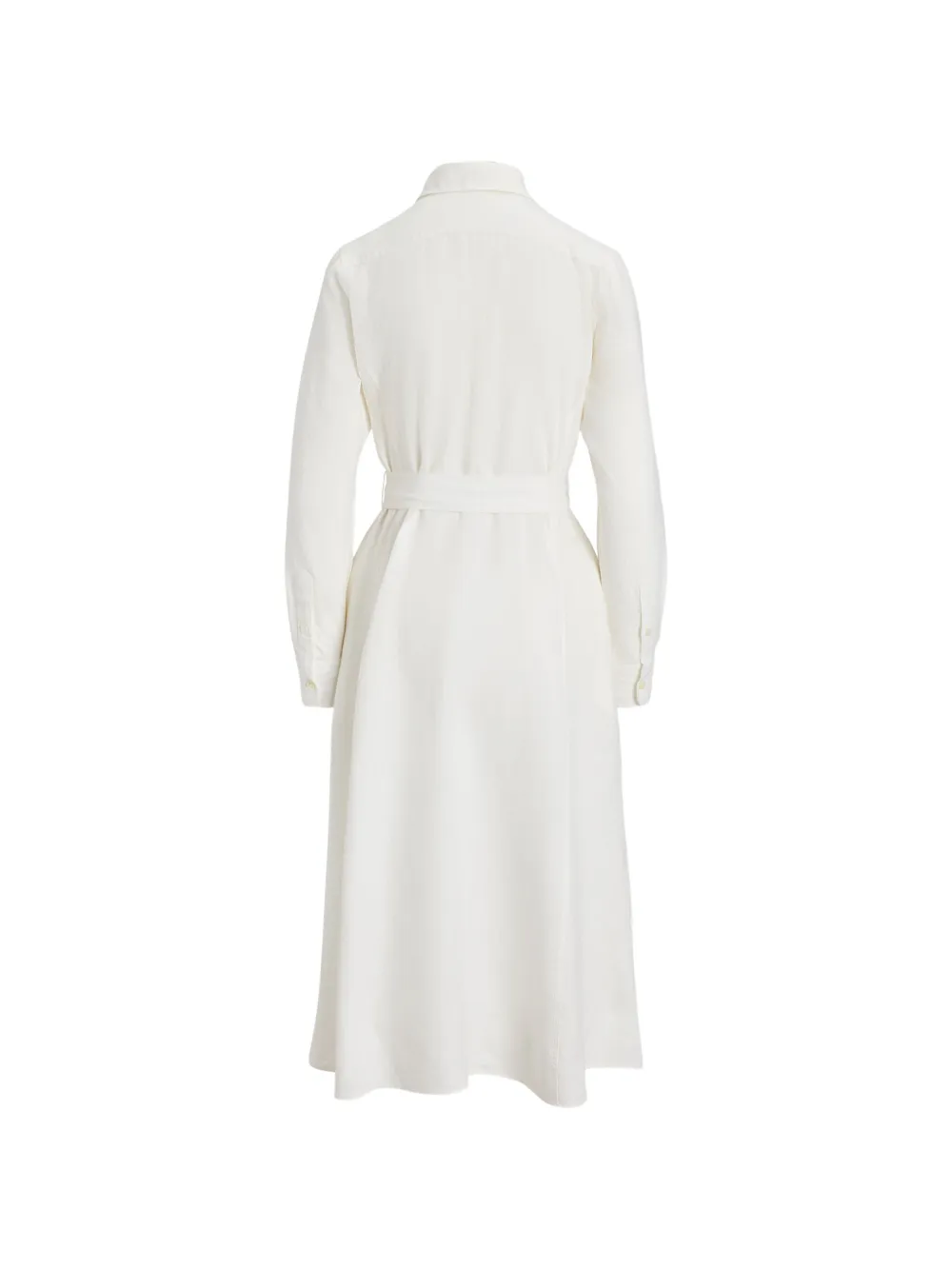 Polo Ralph Lauren Linnen midi-blousejurk met ceintuur Wit