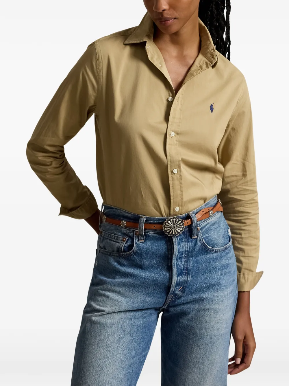 Polo Ralph Lauren Blouse met geborduurd logo Beige