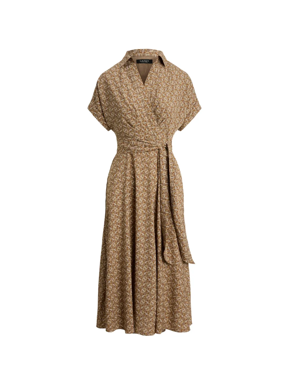Lauren Ralph Lauren monogram-print belted midi dress