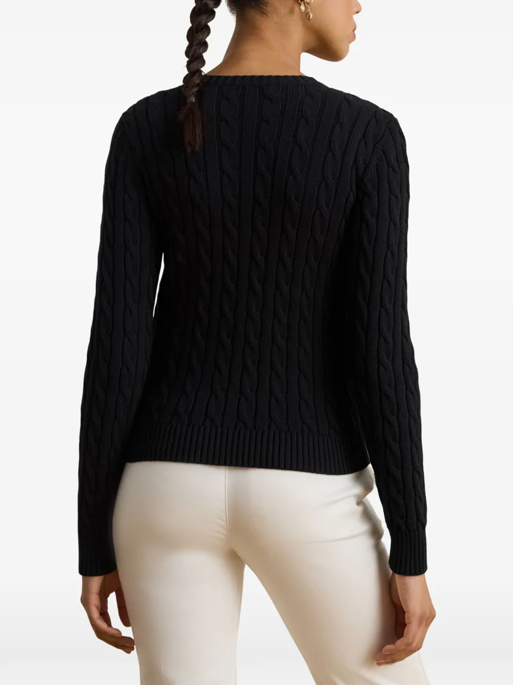 Lauren Ralph Lauren cable-knit embroidered cardigan Zwart