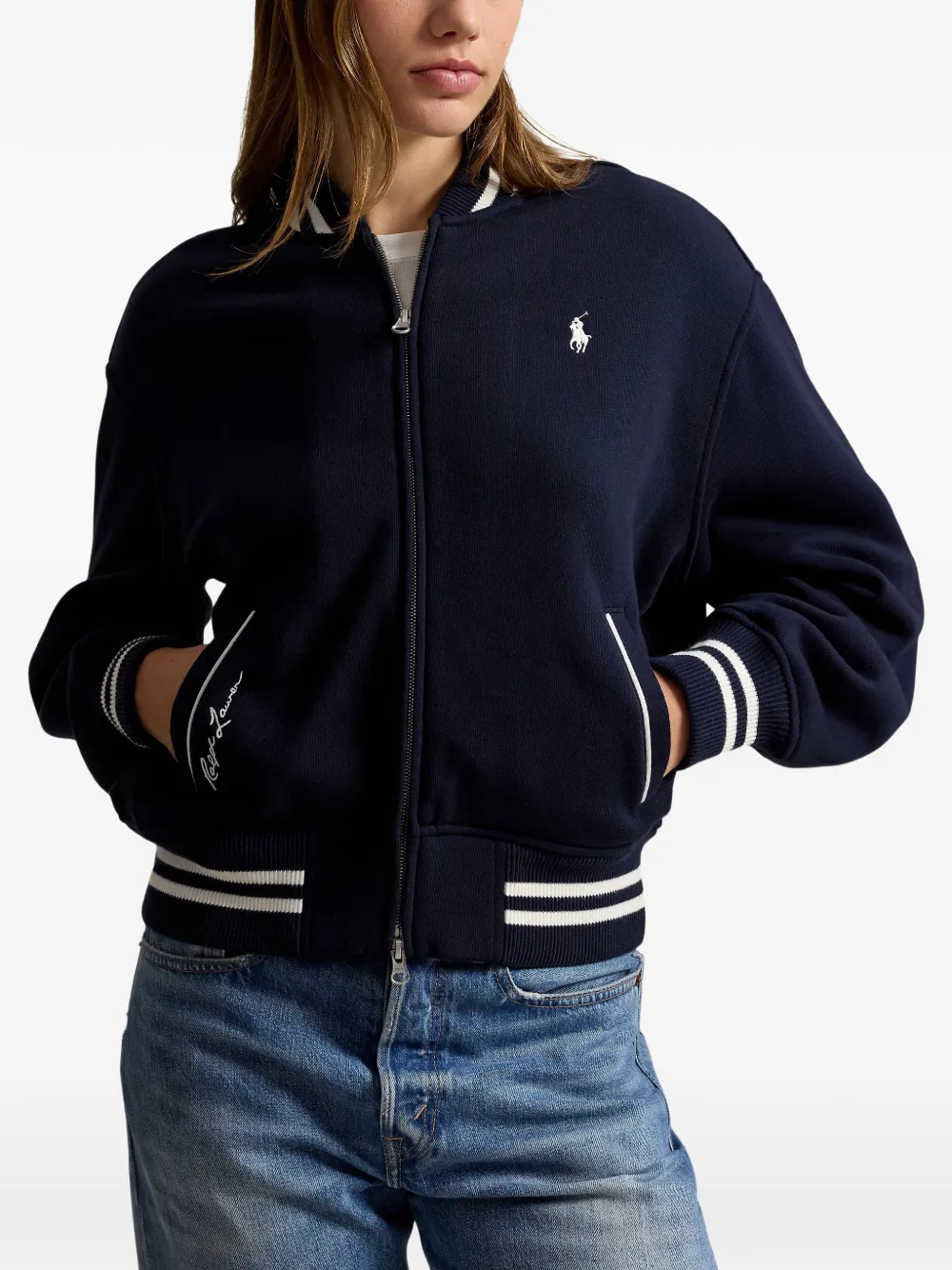 Polo Ralph Lauren Bomberjack met geborduurd logo Blauw