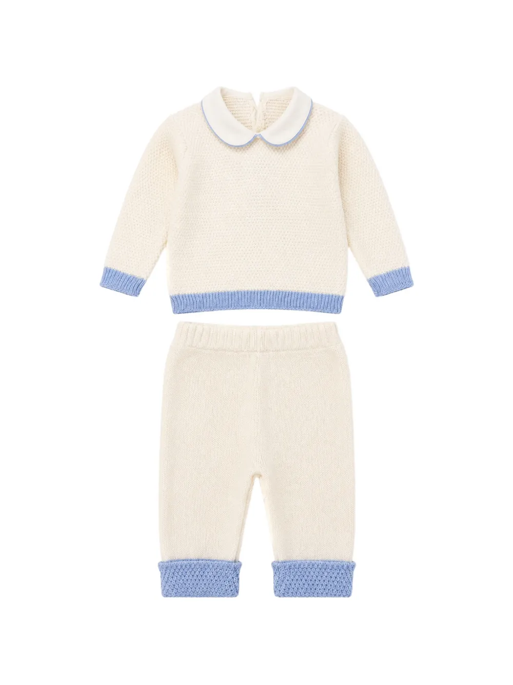 Bébé di Almy knitted Peter Pan collar tracksuit - Bianco