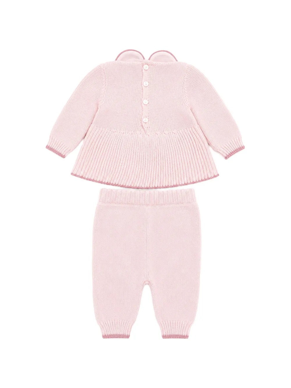 Bébé di Almy Gebreide broekset met strik-detail Roze