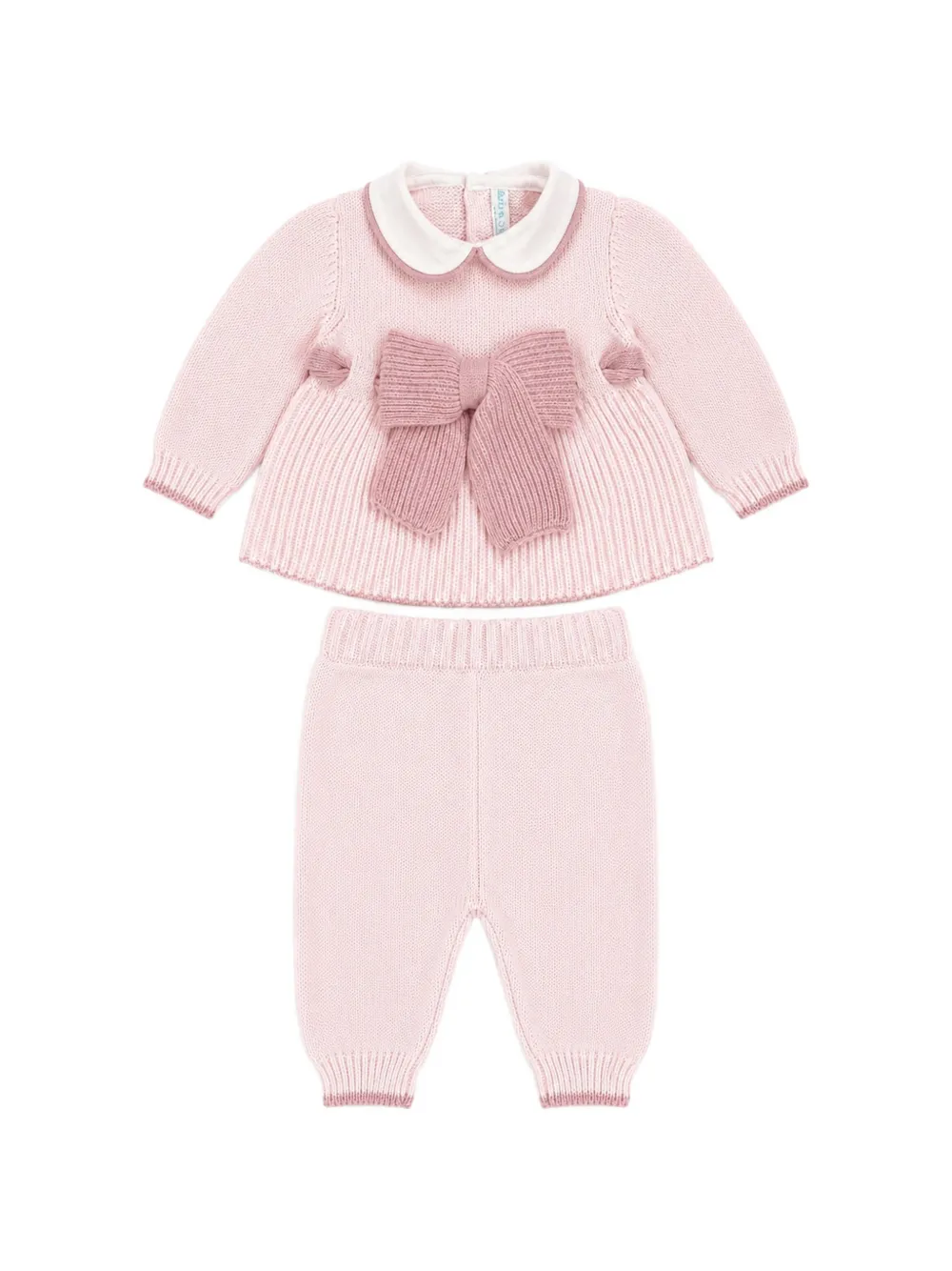 Bébé di Almy bow-detail knitted trousers set - Rosa