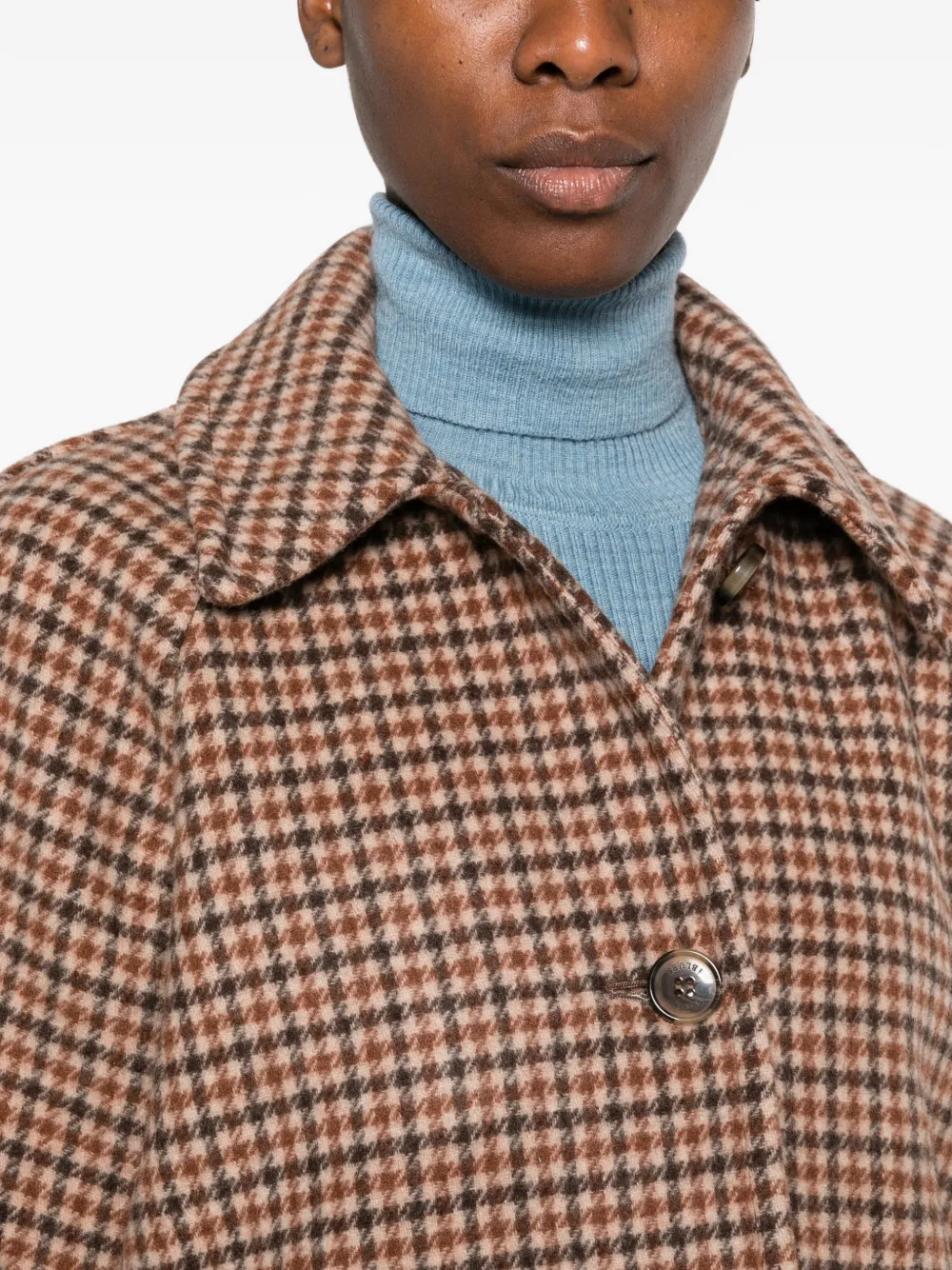 I BLUES houndstooth-pattern raglan-sleeve coat Bruin