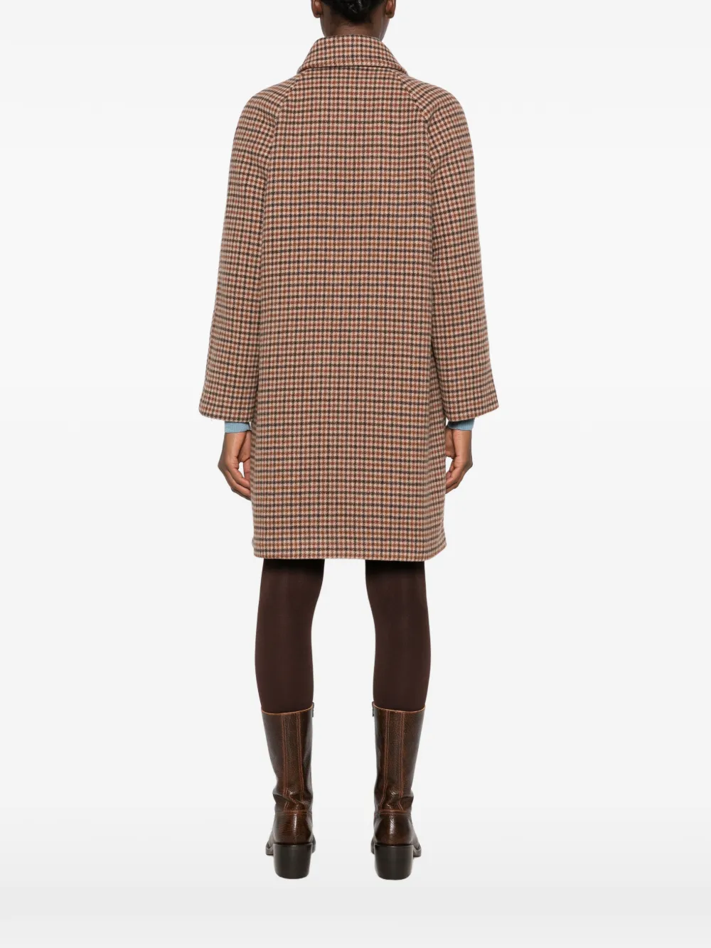 I BLUES houndstooth-pattern raglan-sleeve coat Bruin