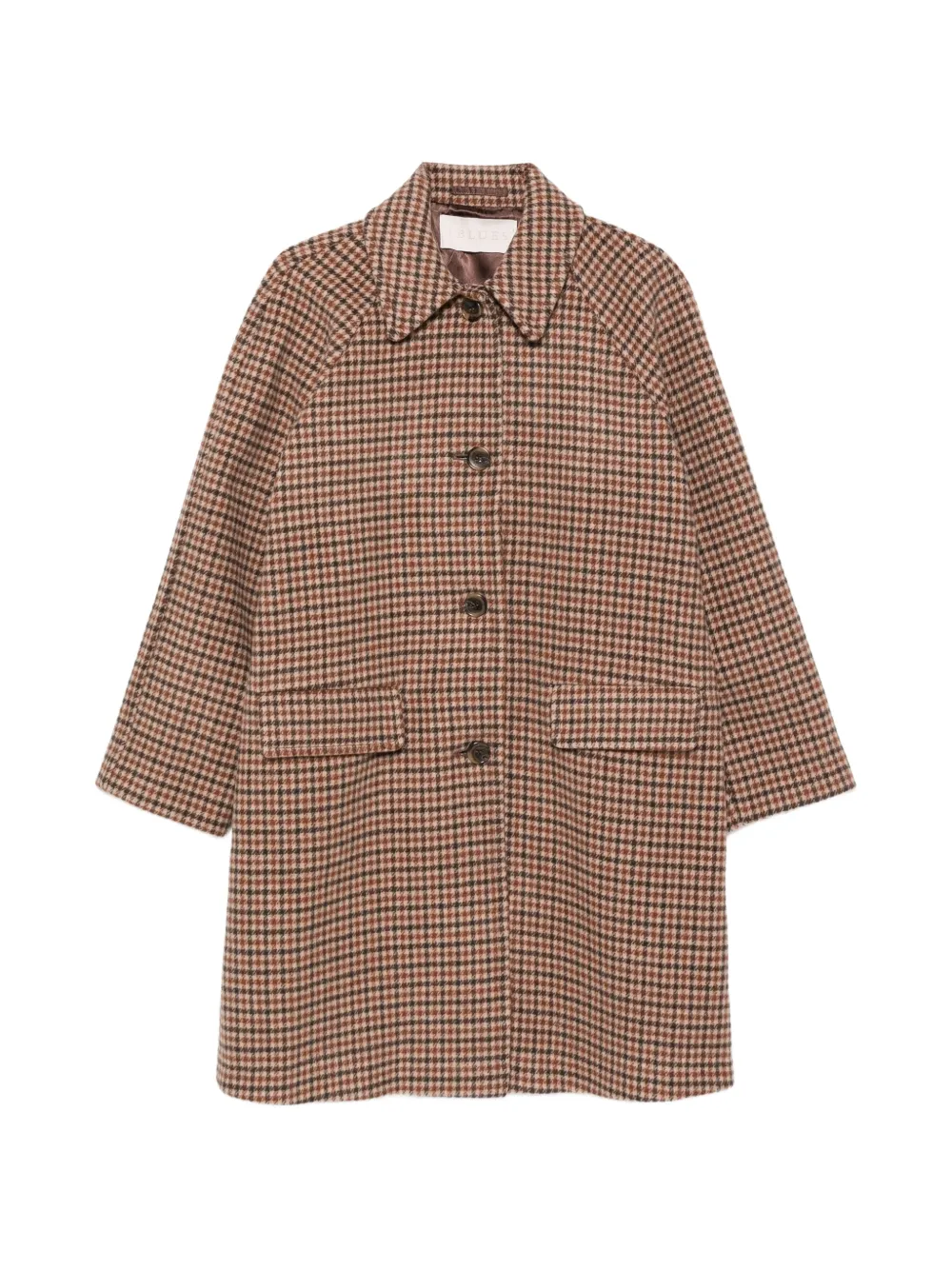 I BLUES houndstooth-pattern raglan-sleeve coat - Marrone