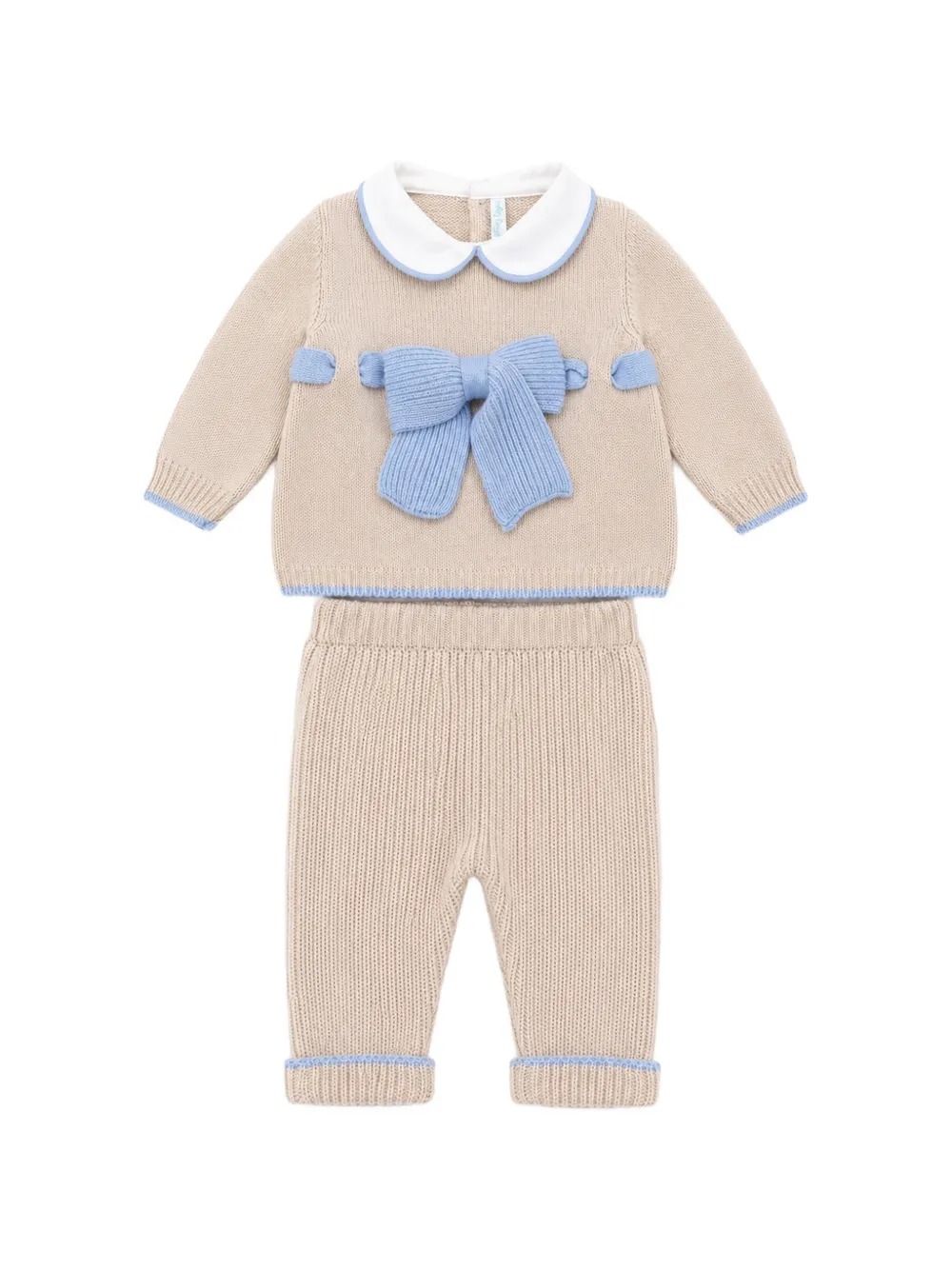 Bébé di Almy bow-detail knitted tracksuit - Toni neutri