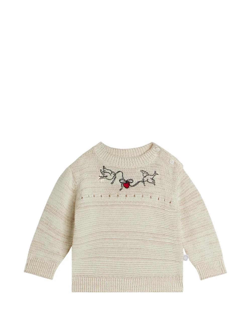 Stella McCartney Kids embroidered knit sweater Beige