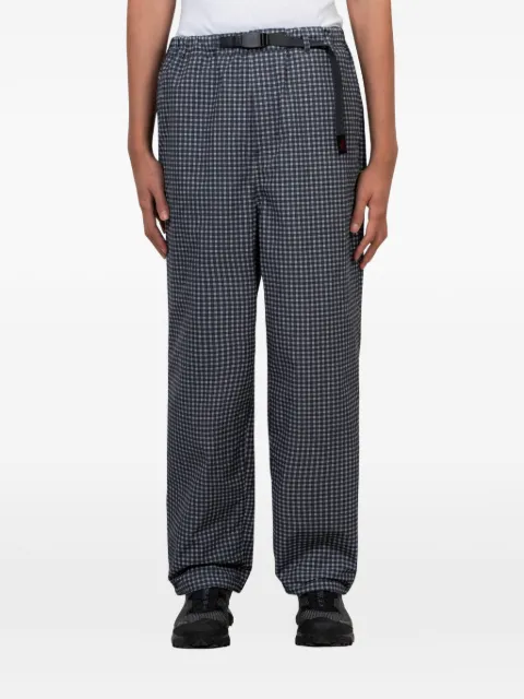 Gramicci check-pattern belted trousers