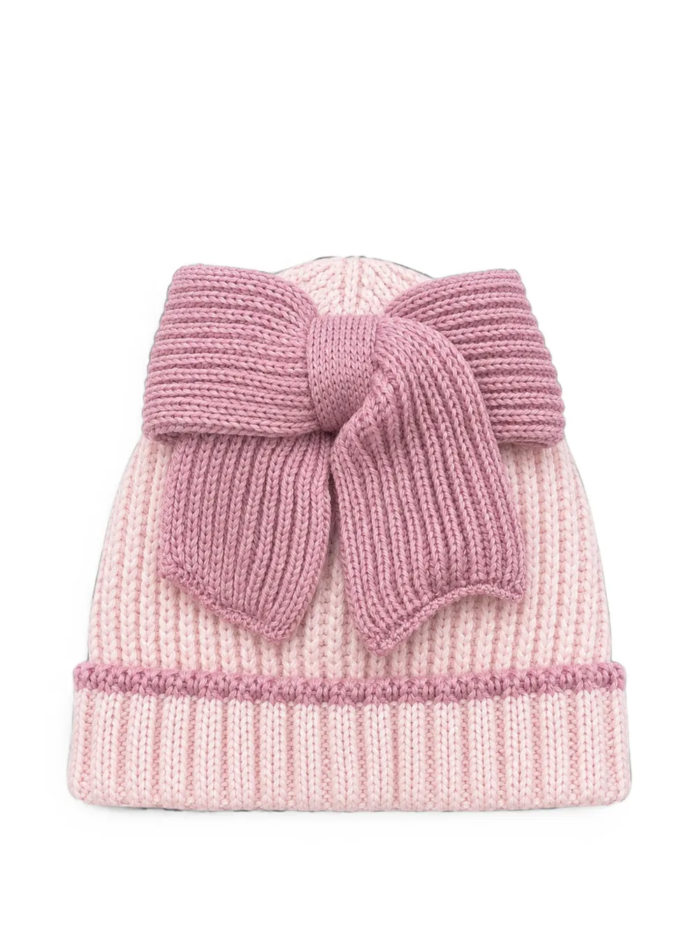 Bébé di Almy bow-detail chunky-knit beanie hat - Rosa
