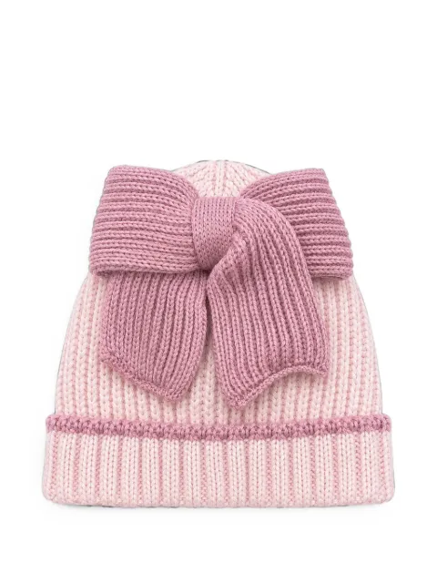 Bébé di Almy bow-detail chunky-knit beanie hat