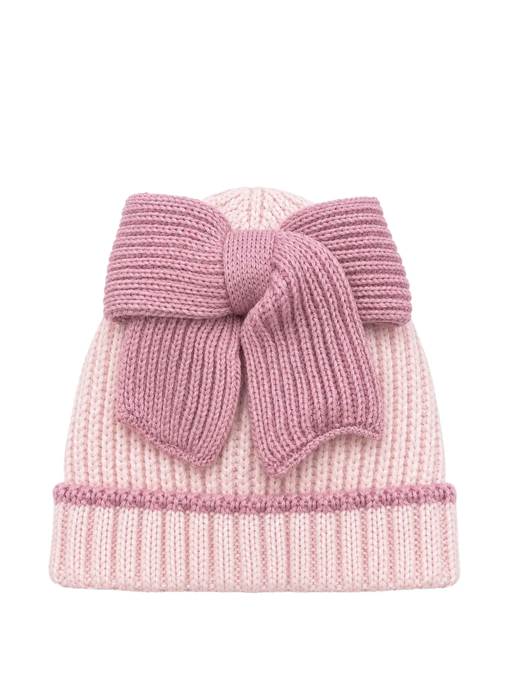Bébé di Almy bow-detail chunky-knit beanie hat - Rosa