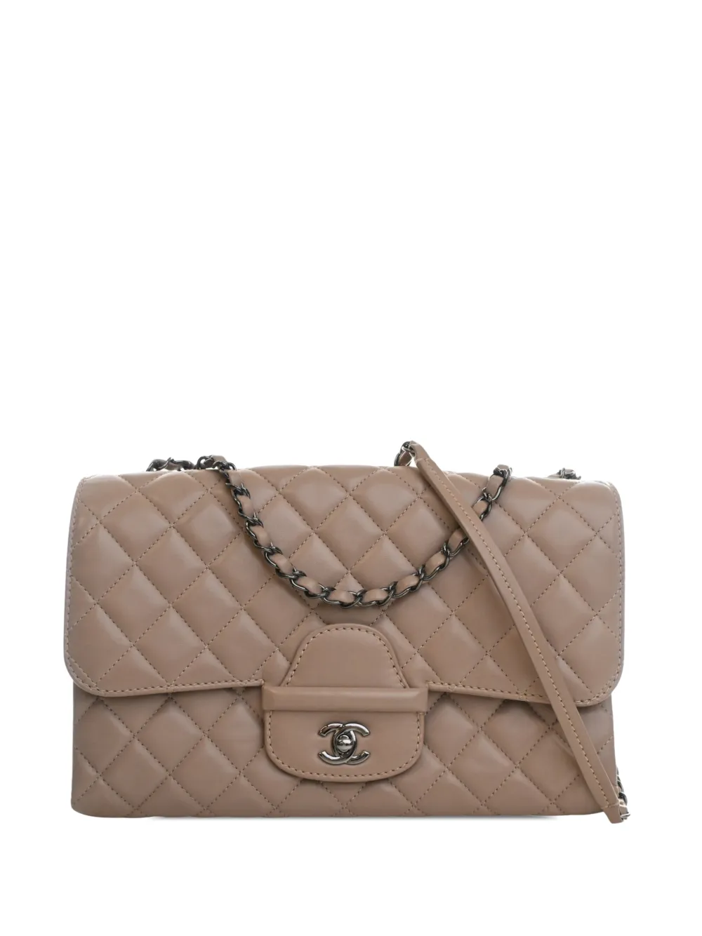 CHANEL Pre-Owned 2014 Jumbo CC Quilted Lambskin Single Flap shoulder bag - Toni neutri