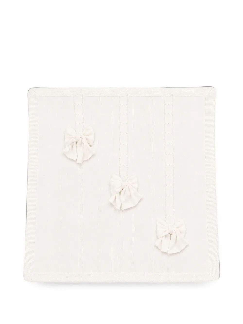 Bébé di Almy bow-embellished cable-knit blanket - Bianco