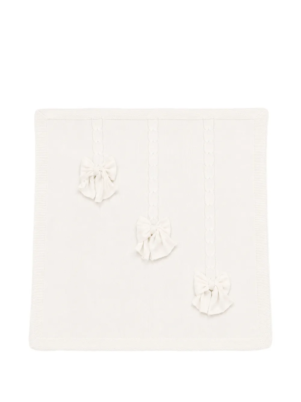 Bébé di Almy bow-embellished cable-knit blanket - Bianco