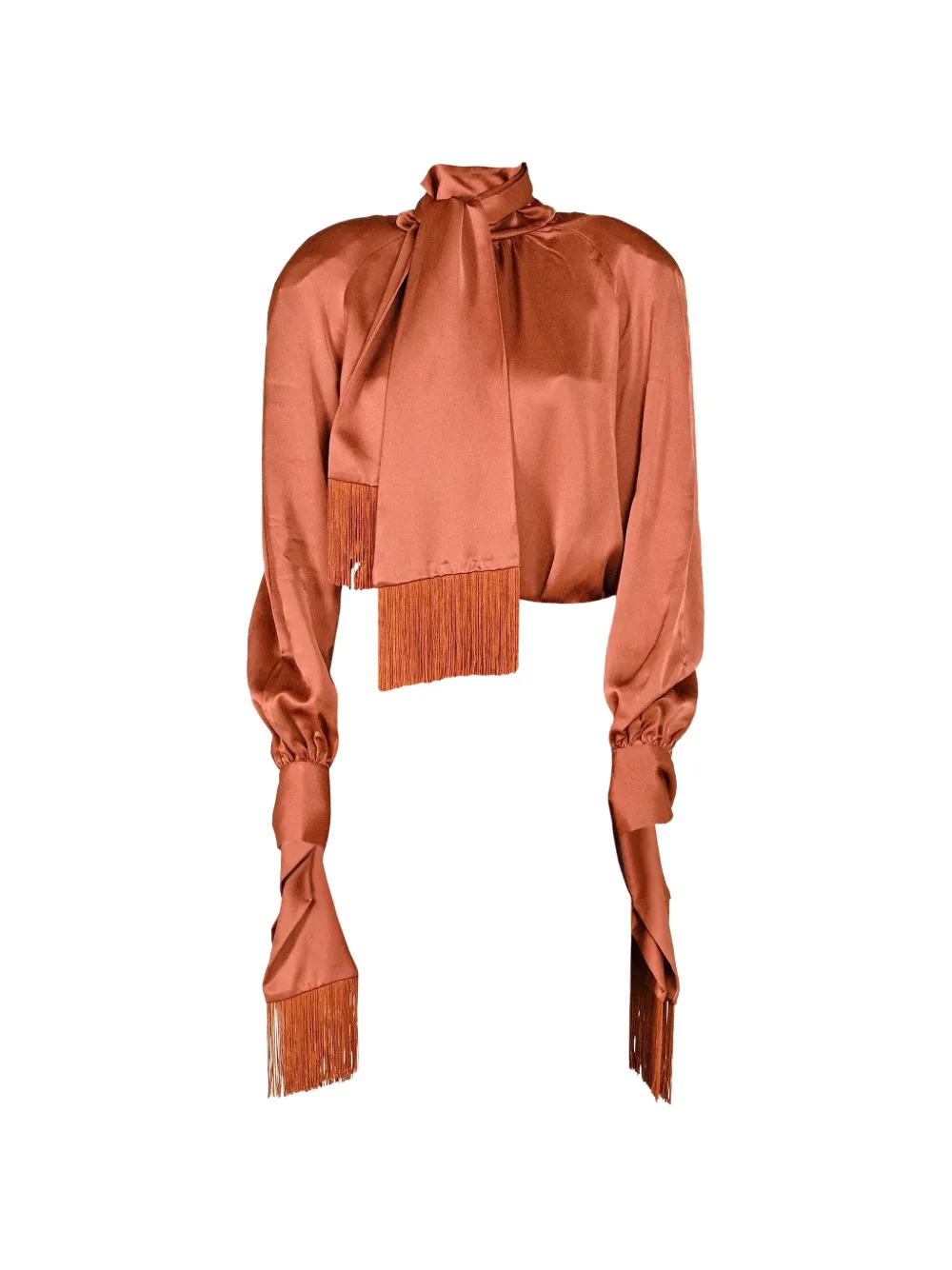 Rowen Rose fringed pussy-bow blouse