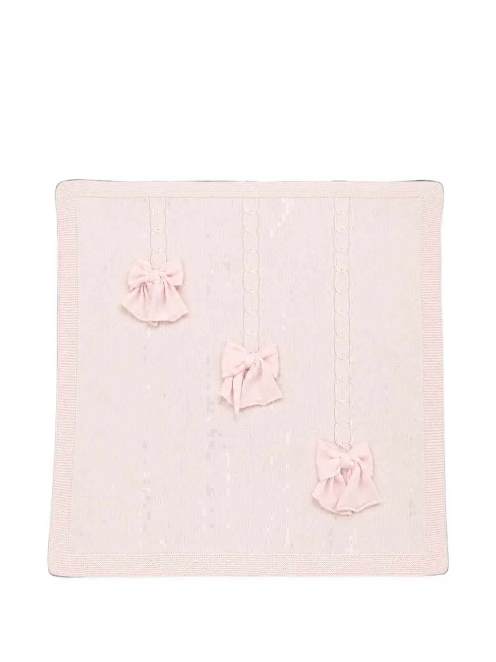 Bébé di Almy bow-embellished cable-knit blanket - Rosa