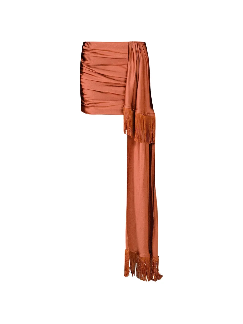 Rowen Rose fringe-trimmed draped mini skirt