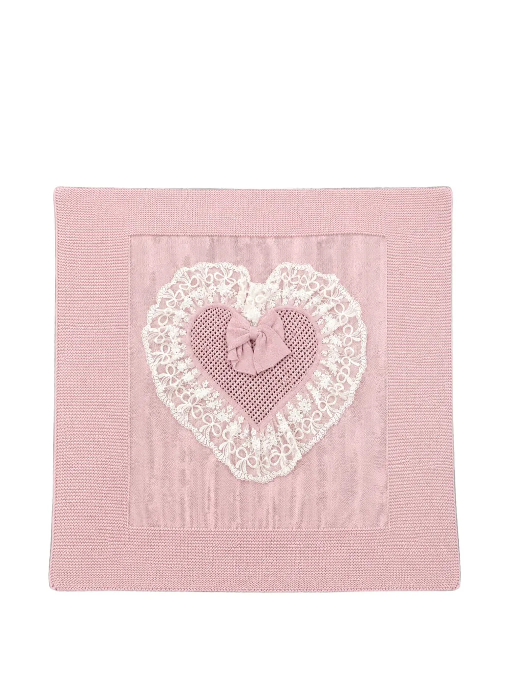 Bébé di Almy bow lace-trim blanket - Rosa