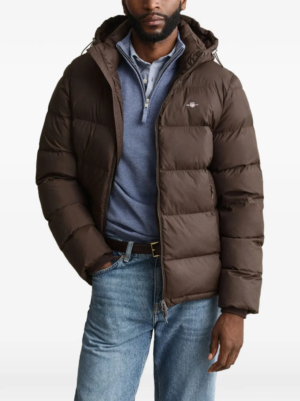 Gant Gewatteerd jack met capuchon Bruin