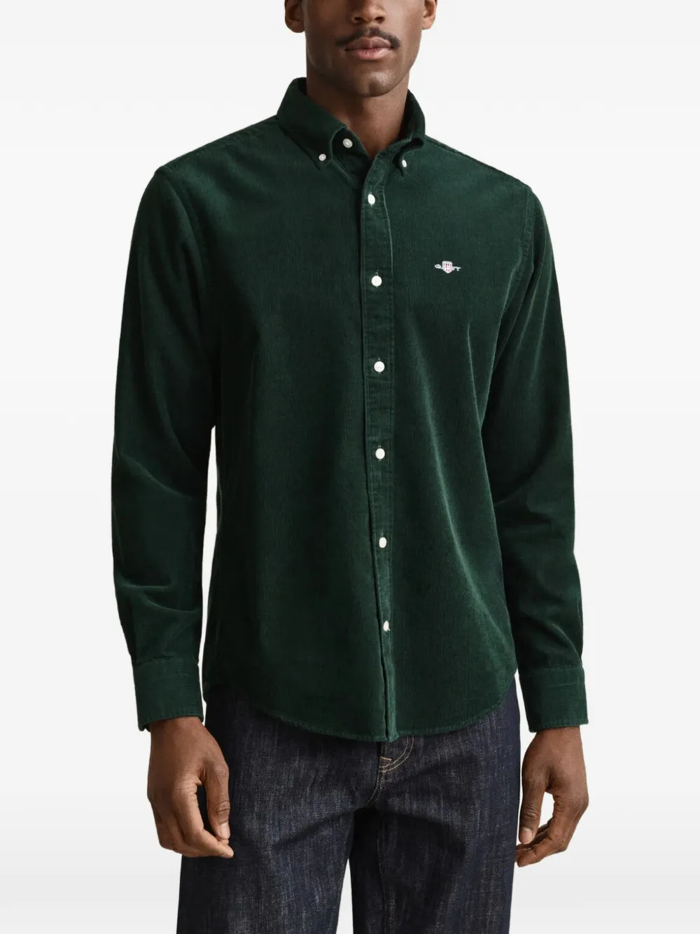 Gant Ribfluwelen overhemd Groen