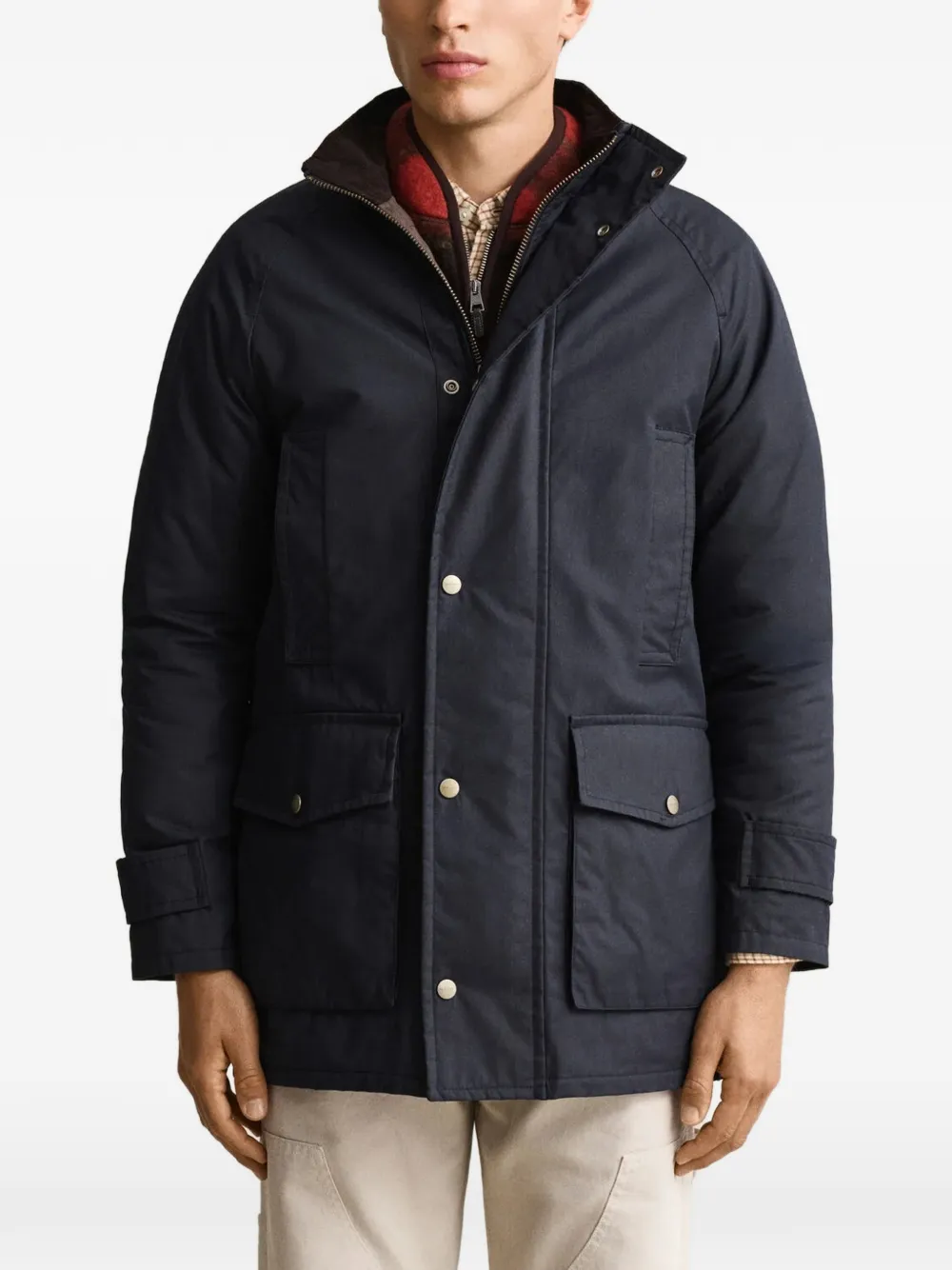 Gant raglan-sleeve corduroy-collar jacket Blauw