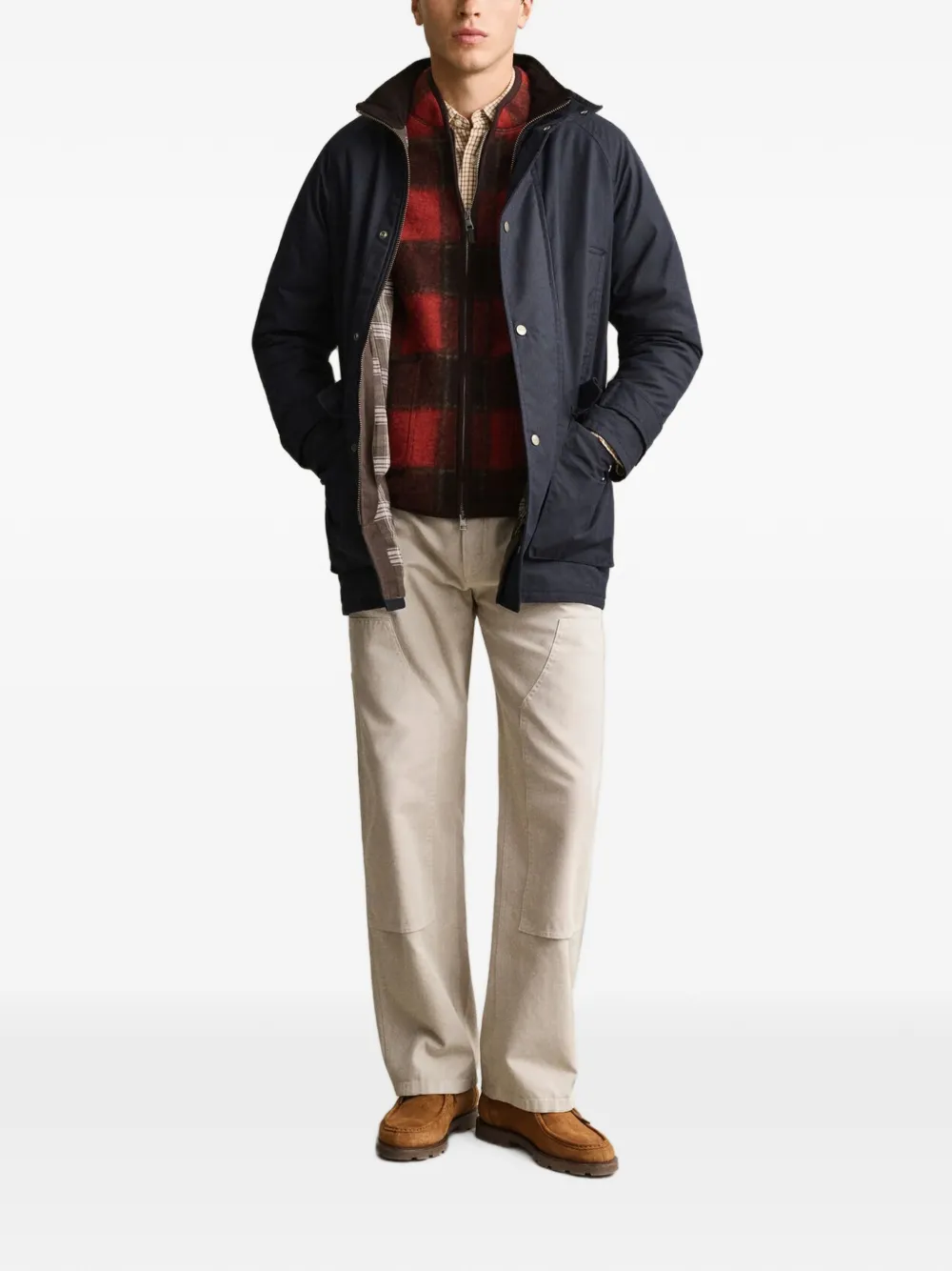 Gant raglan-sleeve corduroy-collar jacket Blauw