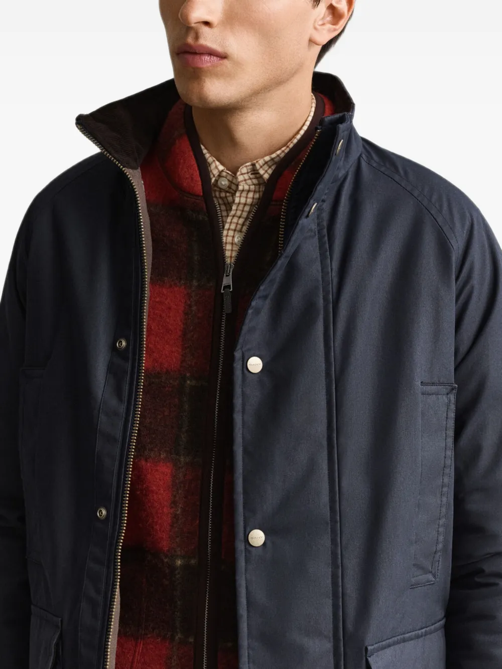 Gant raglan-sleeve corduroy-collar jacket Blauw