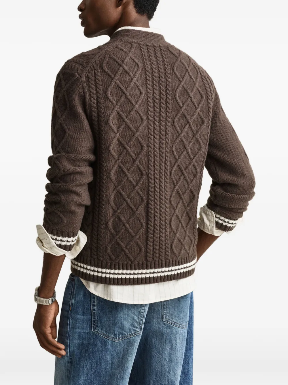 Gant Kabelgebreid vest Bruin
