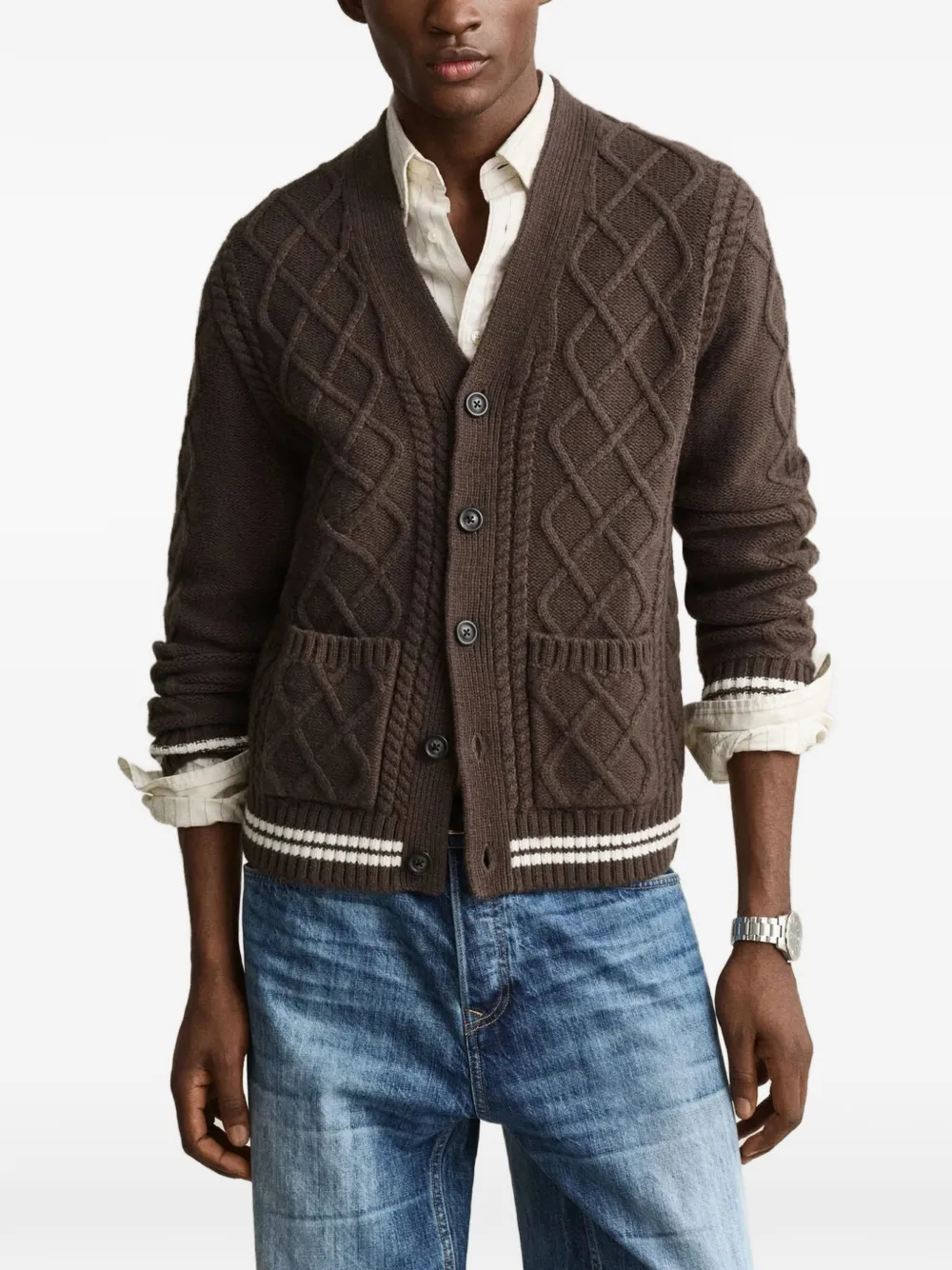 Gant Kabelgebreid vest Bruin