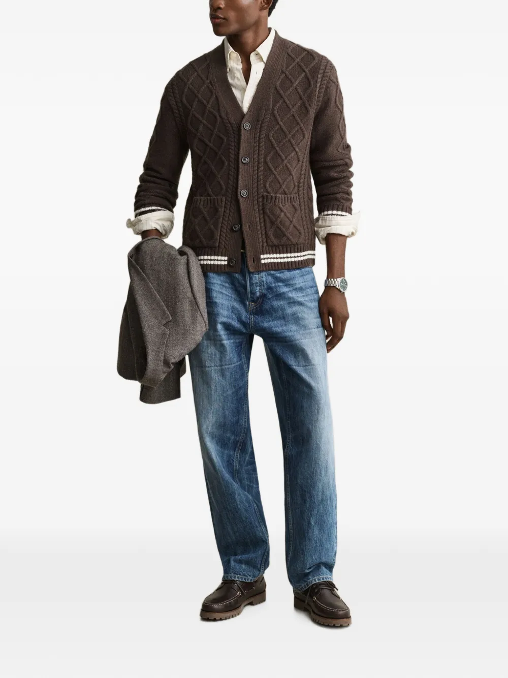 Gant Kabelgebreid vest Bruin