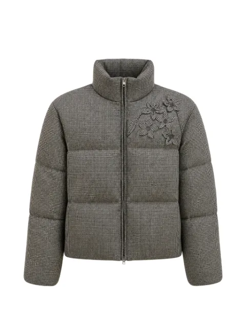 PANICALE houndstooth-pattern floral-appliqué jacket