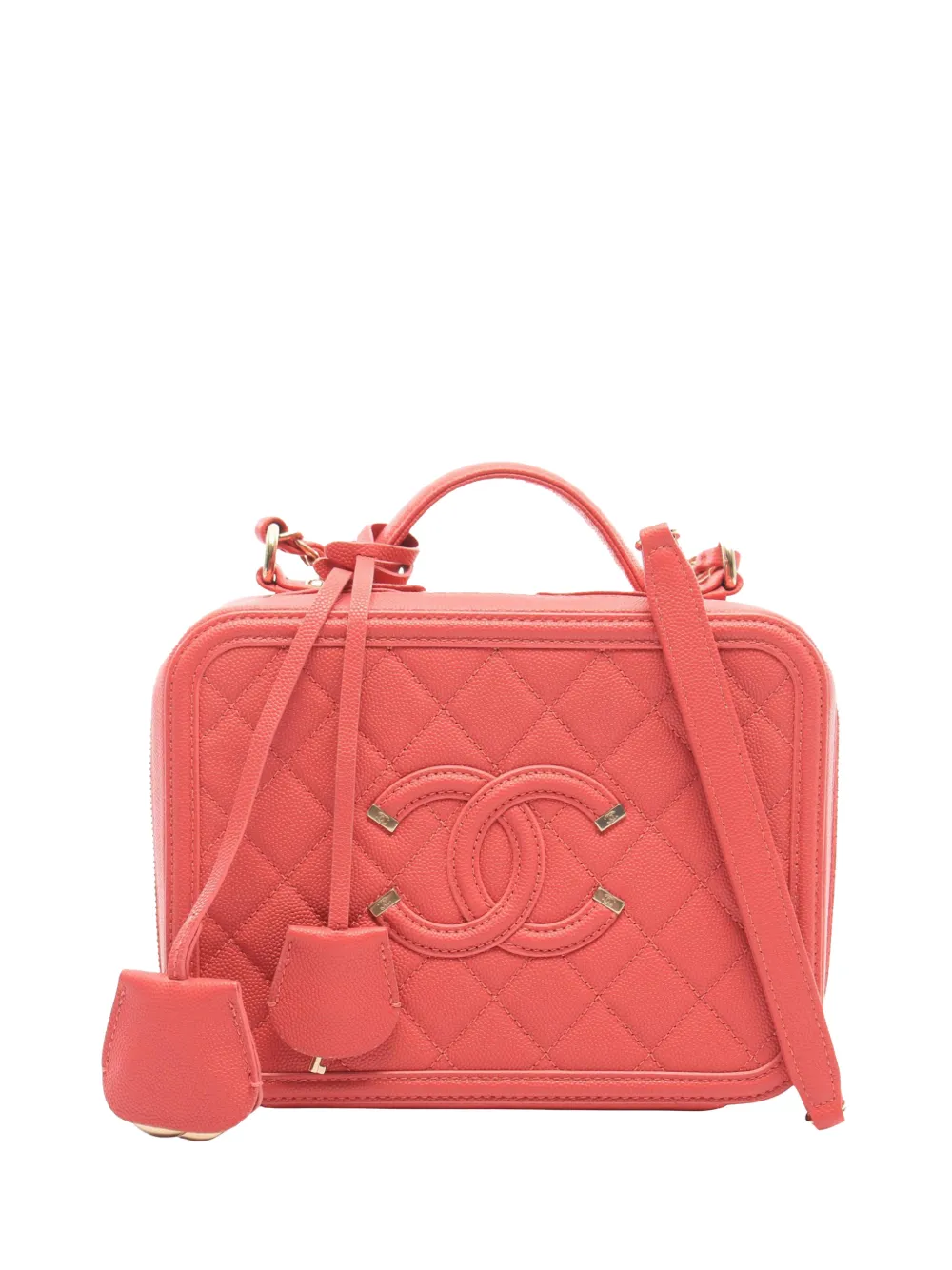 CHANEL Pre-Owned 2019 Medium Caviar CC Filigree Vanity Case satchel - Rosa