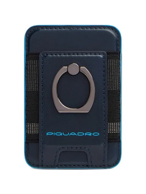 PIQUADRO ring-detail leather magsafe cardholder